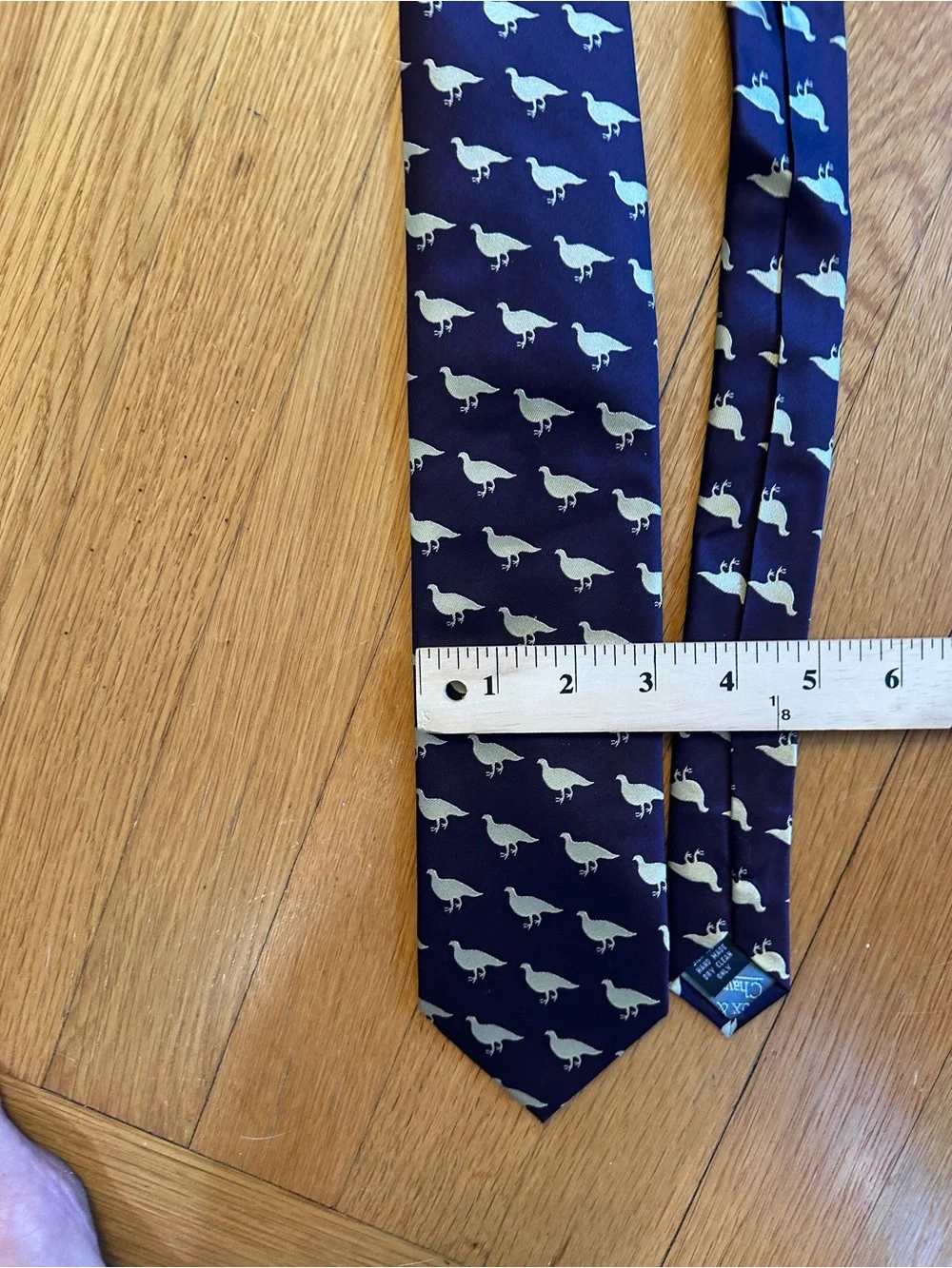 Purple Silk Tie with Cream Gamebird Print British Preppy Old money Classic